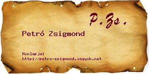 Petró Zsigmond névjegykártya